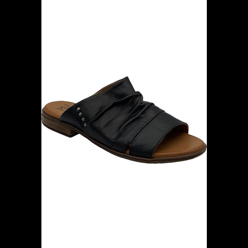 Miz Mooz Black Leather Slide Sandals